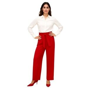 BODEN Melina Paperbag Trousers, High Waist, Ankle Pants, Red, Size 6R